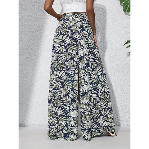 Palazzo Pants For Women Casual High Waist Printed Wide Leg Pant Trendy Boho Trousers Fashion Beach Outfits