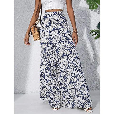 Palazzo Pants For Women Casual High Waist Printed Wide Leg Pant Trendy Boho Trousers Fashion Beach Outfits