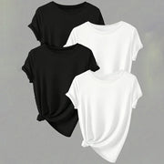 4 Pack T-Shirts For Women - Short Sleeve Basic Tees Soft Crew Neck Trendy Summer Tops For Casual Outfits 2025