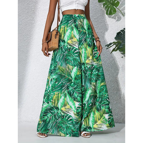 Palazzo Pants For Women Casual High Waist Printed Wide Leg Pant Trendy Boho Trousers Fashion Beach Outfits