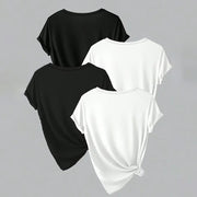 4 Pack T-Shirts For Women - Short Sleeve Basic Tees Soft Crew Neck Trendy Summer Tops For Casual Outfits 2025