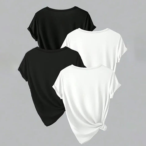 4 Pack T-Shirts For Women - Short Sleeve Basic Tees Soft Crew Neck Trendy Summer Tops For Casual Outfits 2025